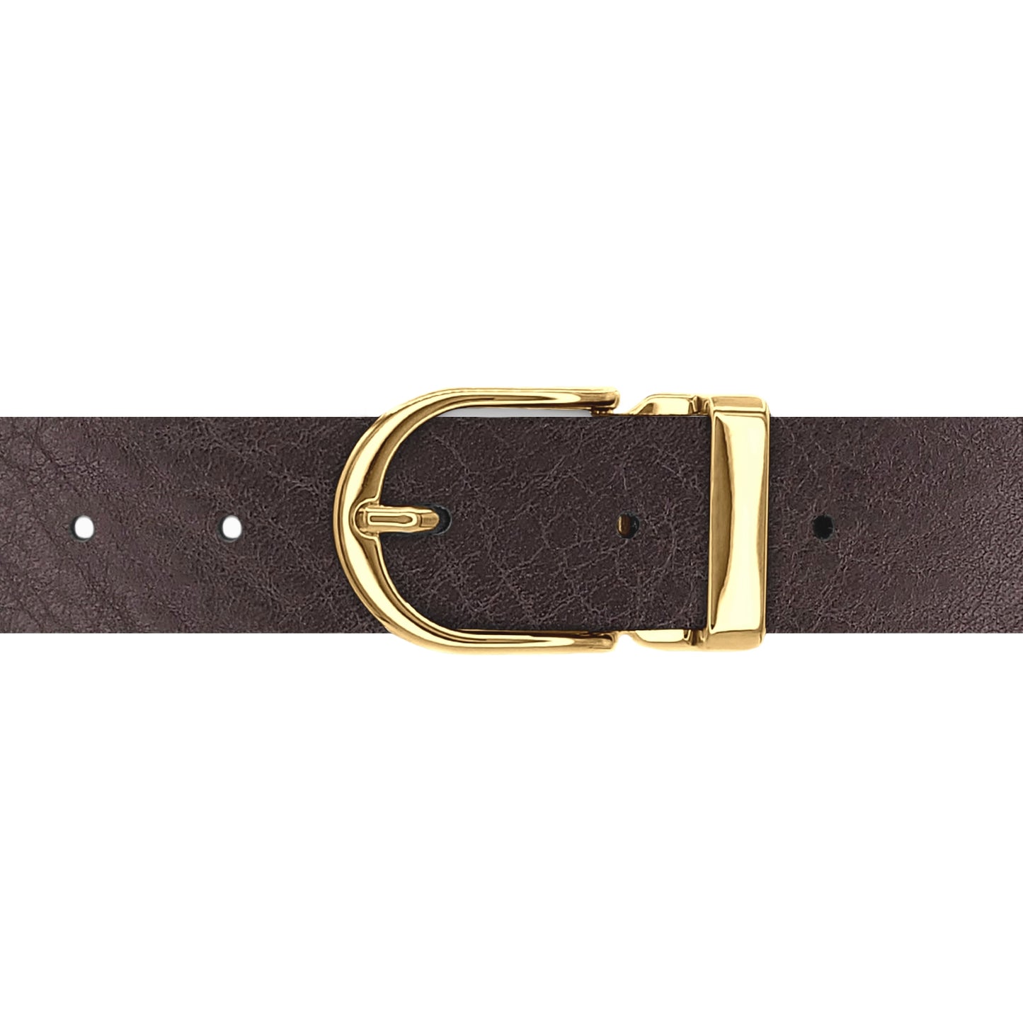 Ceinture 30 mm cuir ceinturon marron boucle Roma or