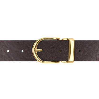 Ceinture 30 mm cuir ceinturon marron boucle Roma or
