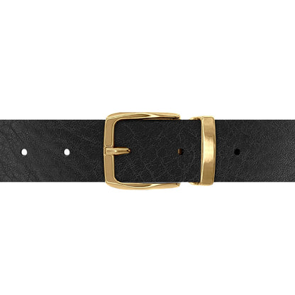 Ceinture 30 mm cuir ceinturon noir boucle Côme or