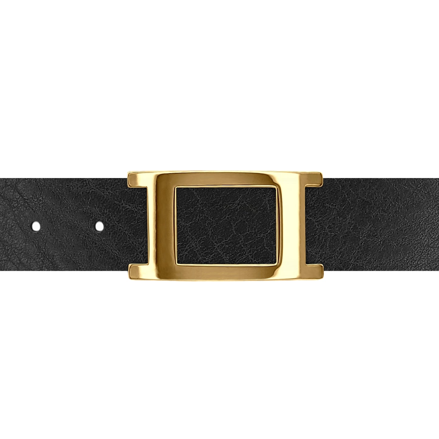 Ceinture 30 mm cuir ceinturon noir boucle Portofino or