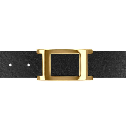 Ceinture 30 mm cuir ceinturon noir boucle Portofino or