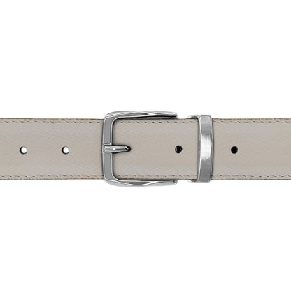 Ceinture 30 mm cuir grainé blanc cassé boucle Côme argent
