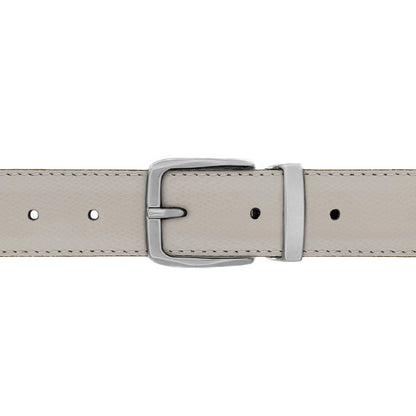 Ceinture 30 mm cuir grainé blanc cassé boucle Côme mate