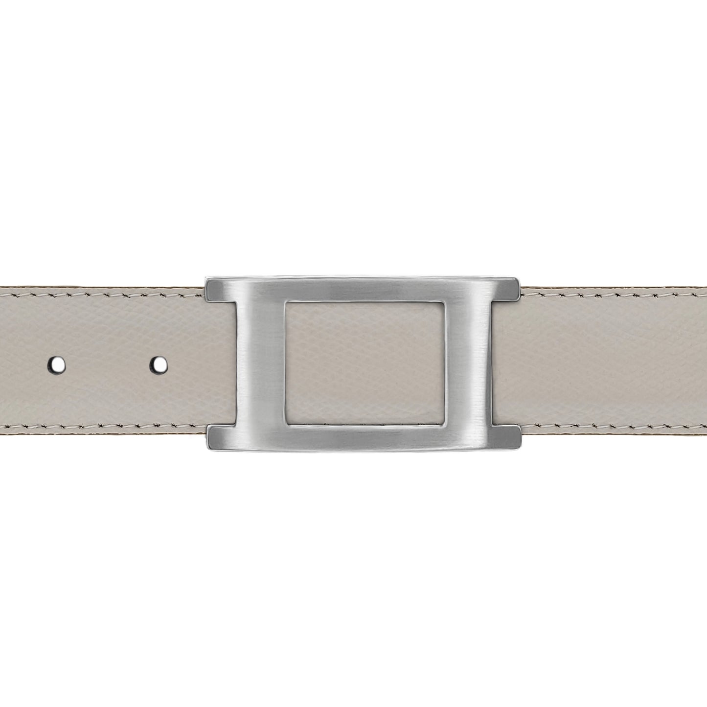 Ceinture 30 mm cuir grainé blanc cassé boucle Portofino mate
