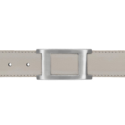 Ceinture 30 mm cuir grainé blanc cassé boucle Portofino mate