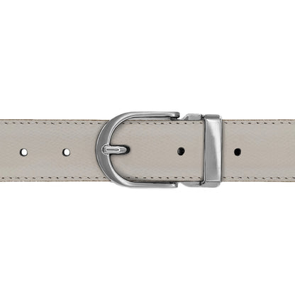 Ceinture 30 mm cuir grainé blanc cassé boucle Roma mate