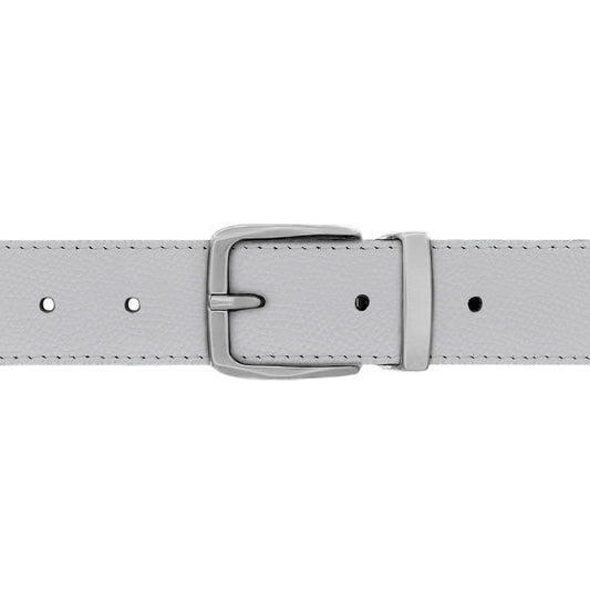 Ceinture 30 mm cuir grainé blanc boucle Côme mate