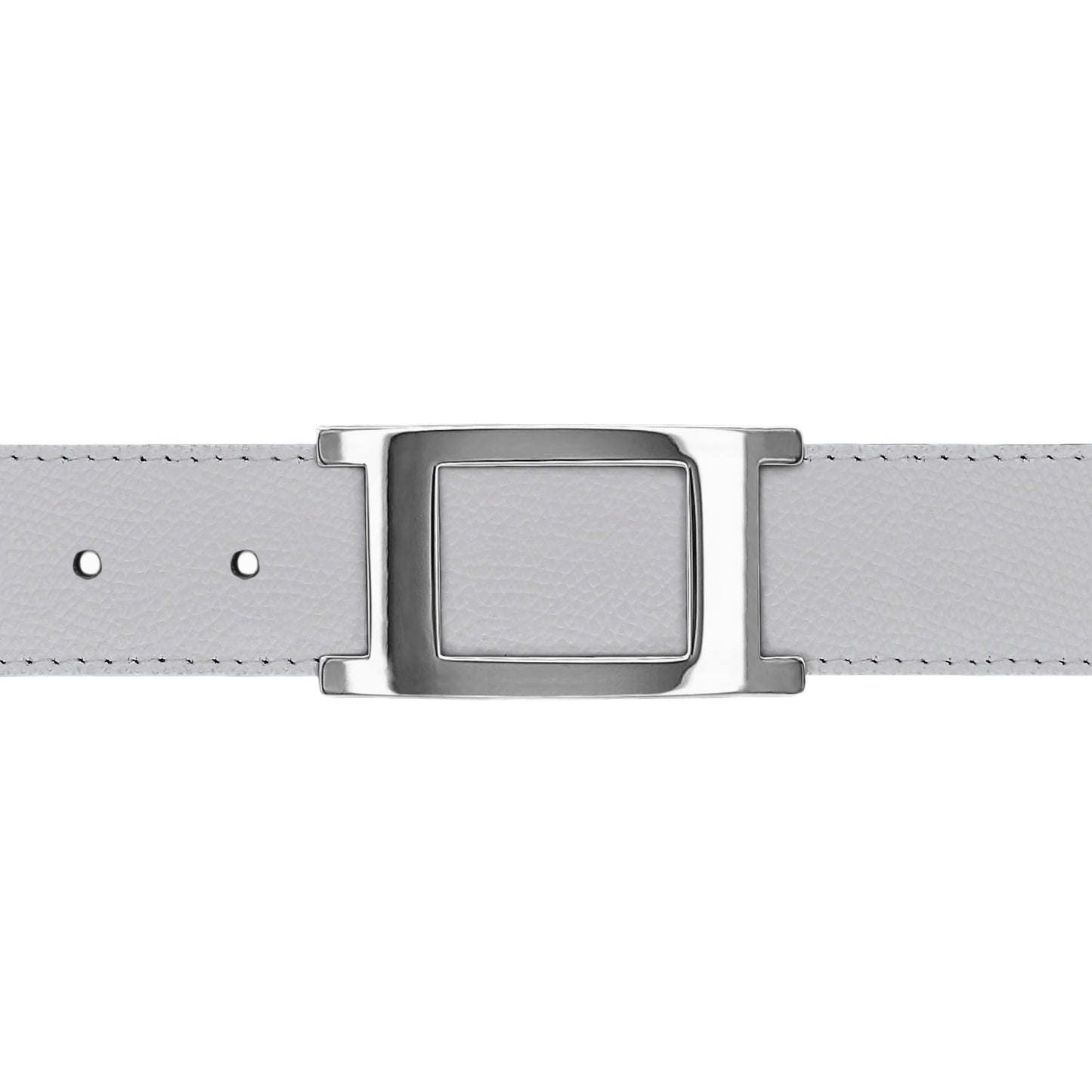 Ceinture 30 mm cuir grainé blanc boucle Portofino argent