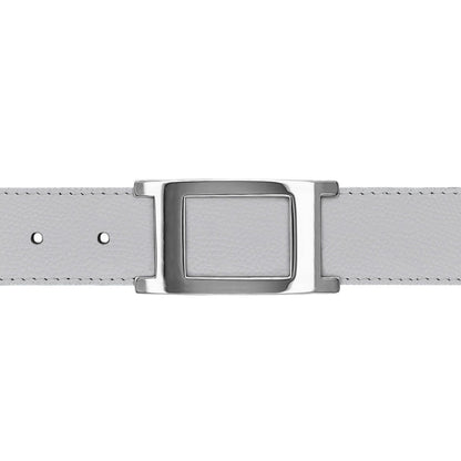 Ceinture 30 mm cuir grainé blanc boucle Portofino argent