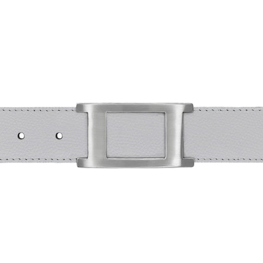 Ceinture 30 mm cuir grainé blanc boucle Portofino mate