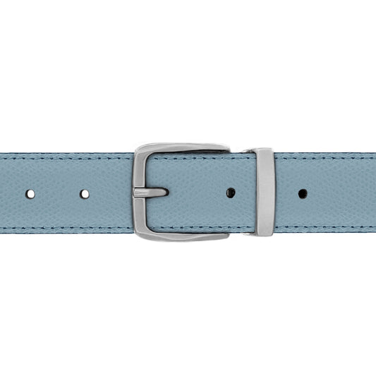 Ceinture 30 mm cuir grainé bleu ciel boucle Côme mate