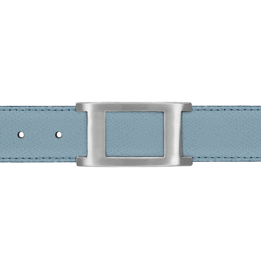 Ceinture 30 mm cuir grainé bleu ciel boucle Portofino mate