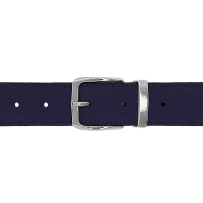 Ceinture 30 mm cuir grainé bleu marine boucle Côme argent
