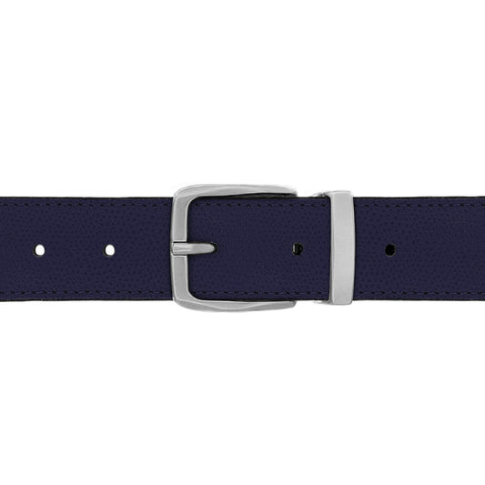 Ceinture 30 mm cuir grainé bleu marine boucle Côme mate