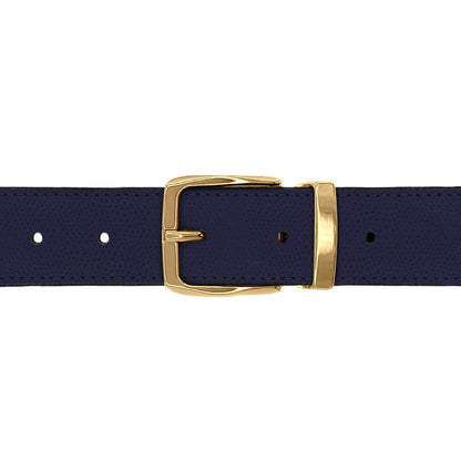 Ceinture 30 mm cuir grainé bleu marine boucle Côme or