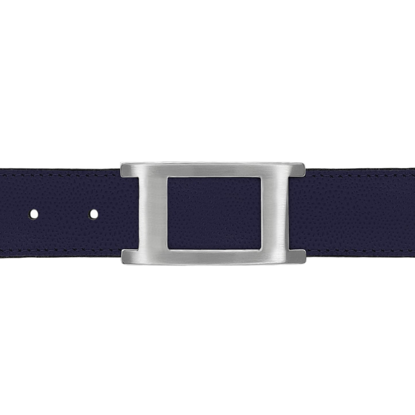 Ceinture 30 mm cuir grainé bleu marine boucle Portofino mate