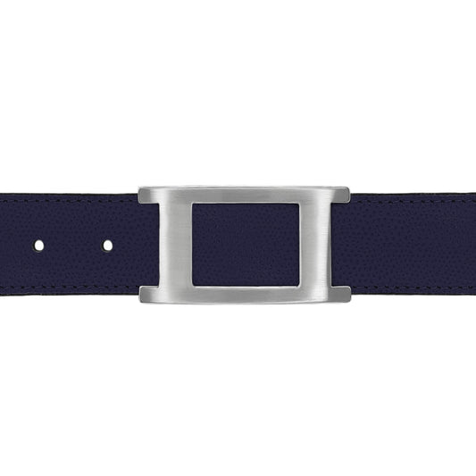 Ceinture 30 mm cuir grainé bleu marine boucle Portofino mate