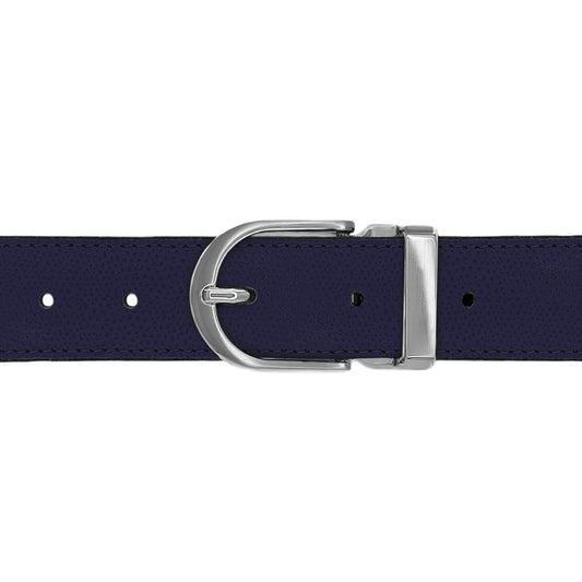 Ceinture 30 mm cuir grainé bleu marine boucle Roma mate