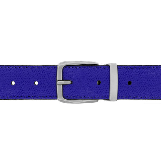 Ceinture 30 mm cuir grainé bleu roi boucle Côme mate