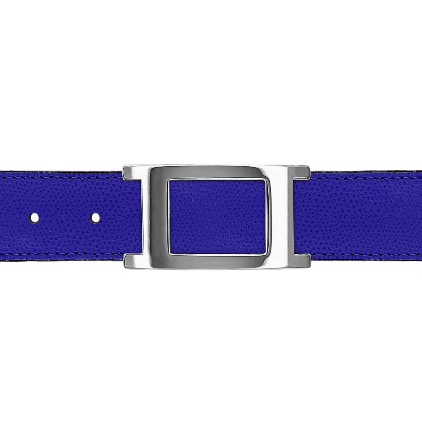 Ceinture 30 mm cuir grainé bleu roi boucle Portofino argent