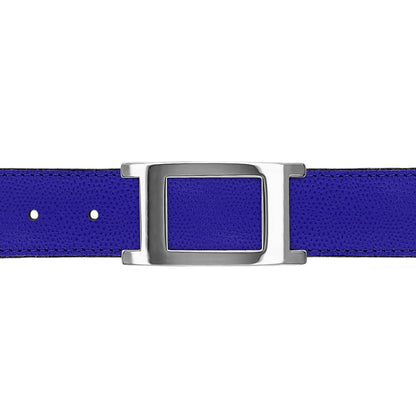 Ceinture 30 mm cuir grainé bleu roi boucle Portofino argent