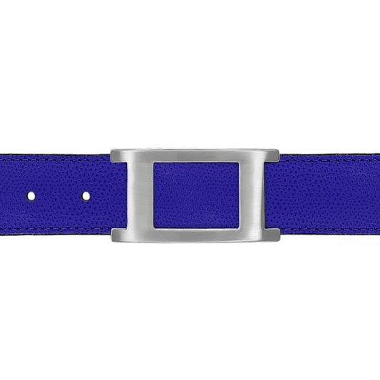 Ceinture 30 mm cuir grainé bleu roi boucle Portofino mate