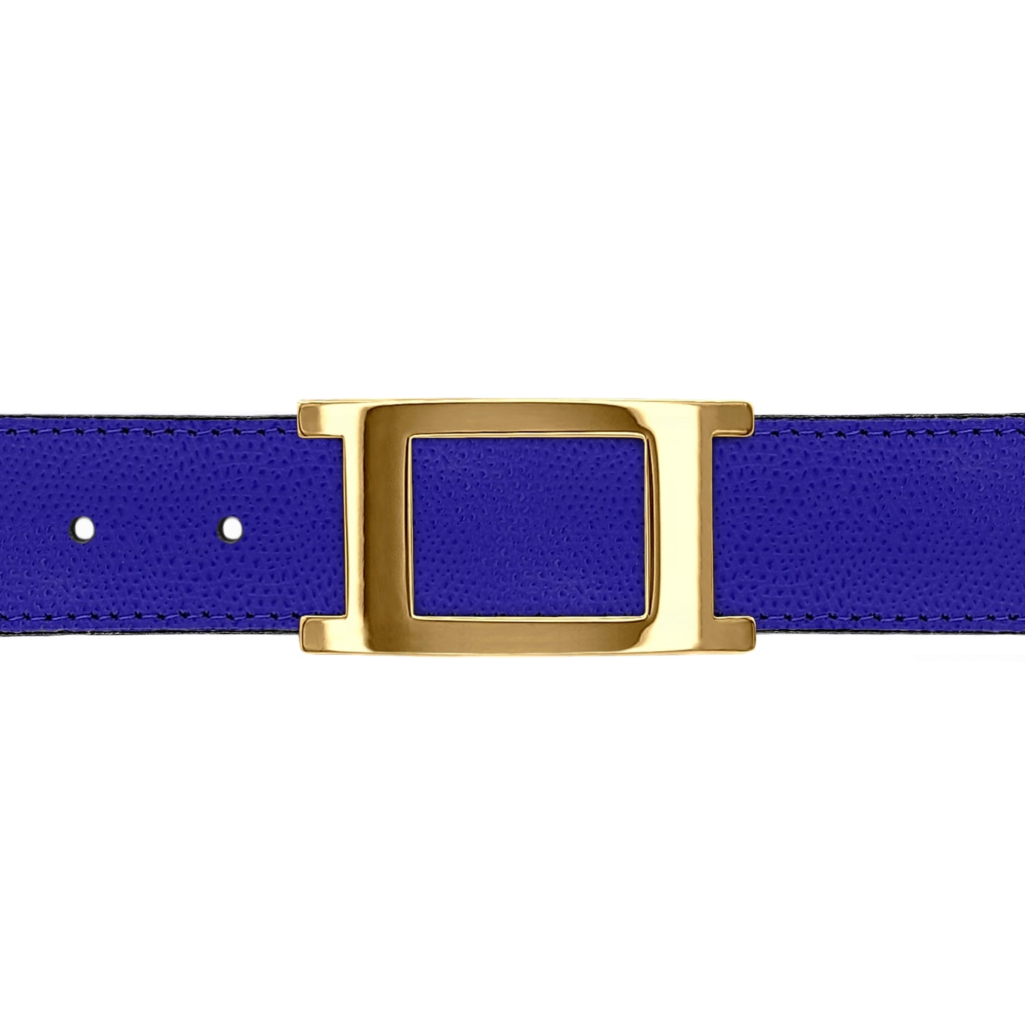 Ceinture 30 mm cuir grainé bleu roi boucle Portofino or