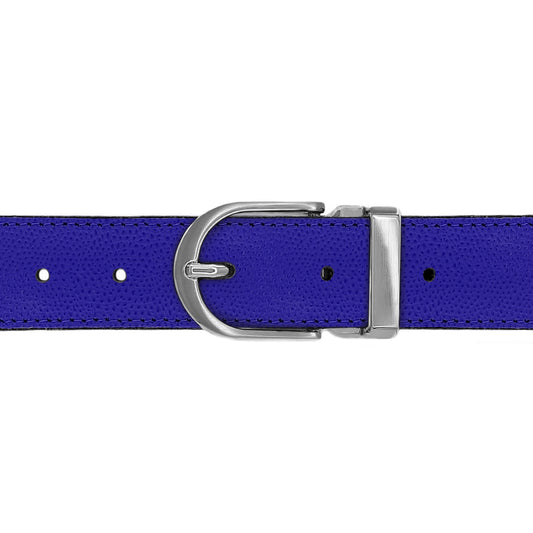 Ceinture 30 mm cuir grainé bleu roi boucle Roma mate