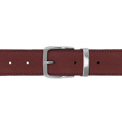 Ceinture 30 mm cuir grainé bordeaux boucle Côme argent