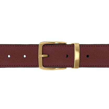 Ceinture 30 mm cuir grainé bordeaux boucle Côme or