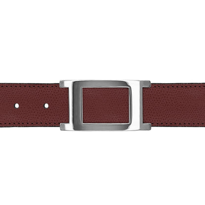 Ceinture 30 mm cuir grainé bordeaux boucle Portofino argent