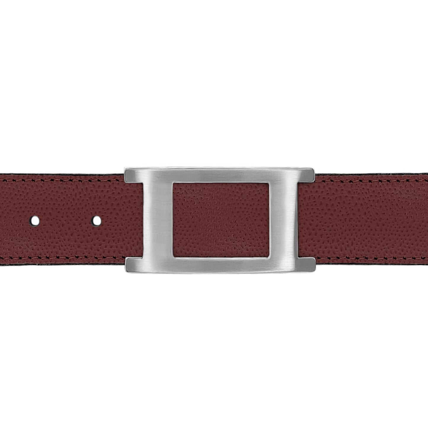 Ceinture 30 mm cuir grainé bordeaux boucle Portofino mate