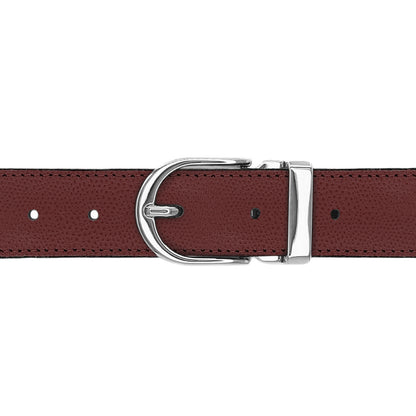 Ceinture 30 mm cuir grainé bordeaux boucle Roma argent