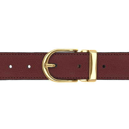 Ceinture 30 mm cuir grainé bordeaux boucle Roma or