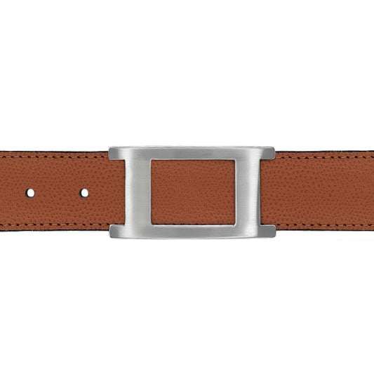 Ceinture 30 mm cuir grainé cognac boucle Portofino mate