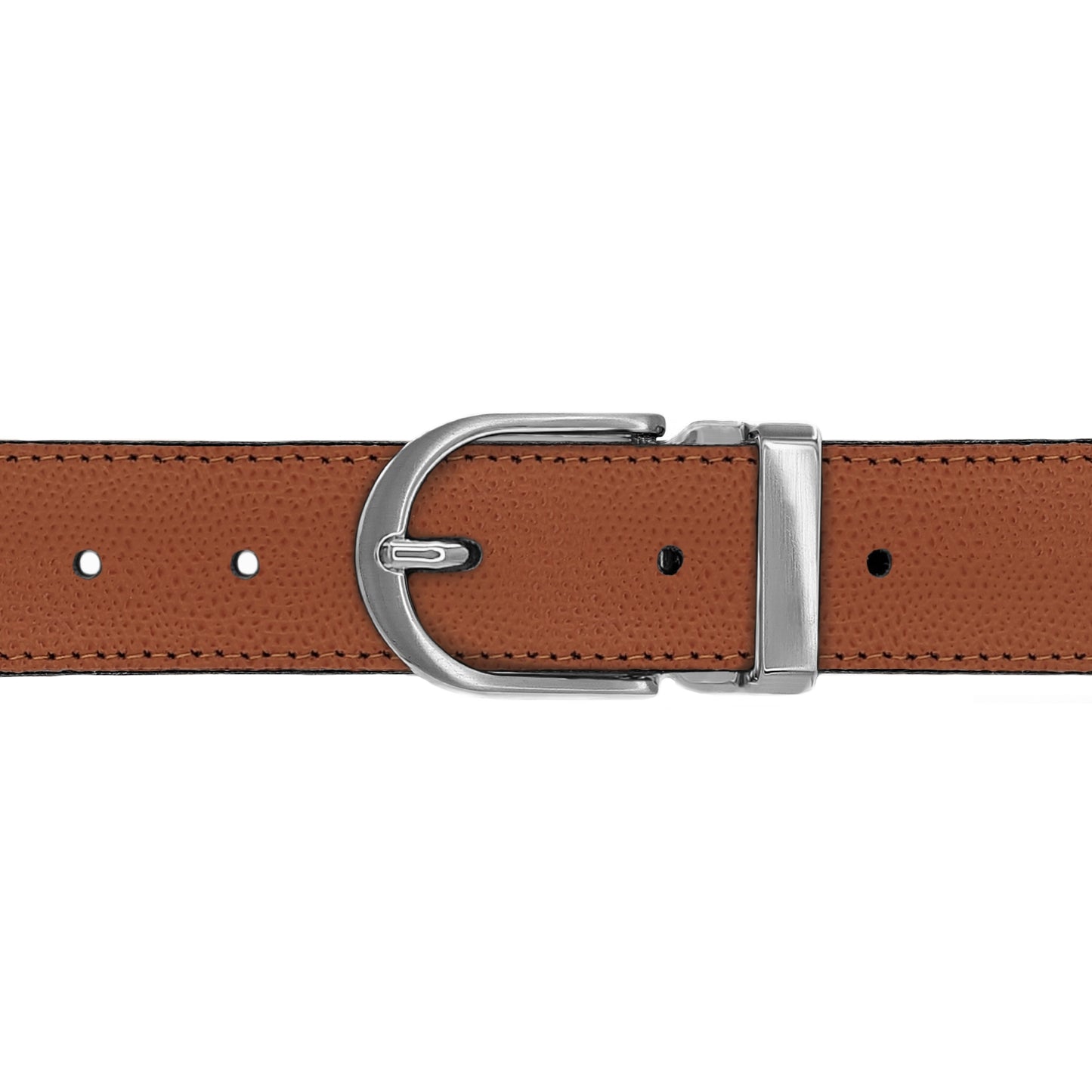 Ceinture 30 mm cuir grainé cognac boucle Roma mate