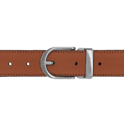 Ceinture 30 mm cuir grainé cognac boucle Roma mate