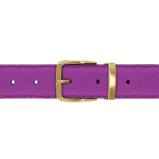 Ceinture 30 mm cuir grainé framboise boucle Côme or