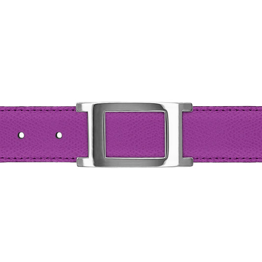 Ceinture 30 mm cuir grainé framboise boucle Portofino argent