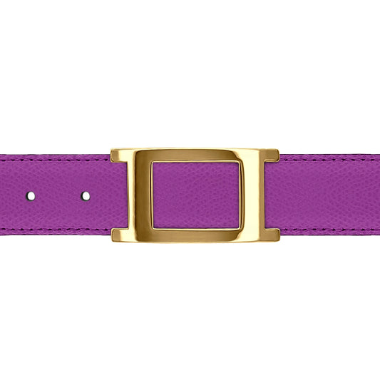 Ceinture 30 mm cuir grainé framboise boucle Portofino or
