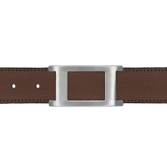 Ceinture 30 mm cuir grainé marron boucle Portofino mate