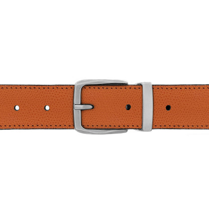 Ceinture 30 mm cuir grainé orange boucle Côme mate