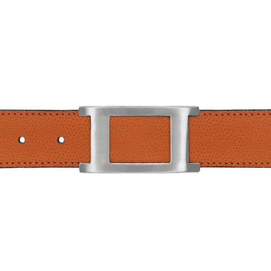 Ceinture 30 mm cuir grainé orange boucle Portofino mate