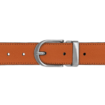 Ceinture 30 mm cuir grainé orange boucle Roma mate