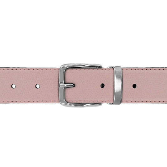 Ceinture 30 mm cuir grainé rose clair boucle Côme argent