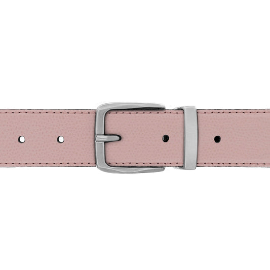 Ceinture 30 mm cuir grainé rose clair boucle Côme mate