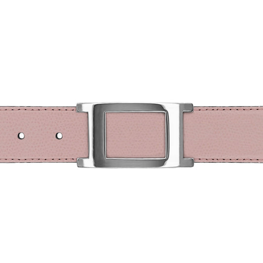 Ceinture 30 mm cuir grainé rose clair boucle Portofino argent