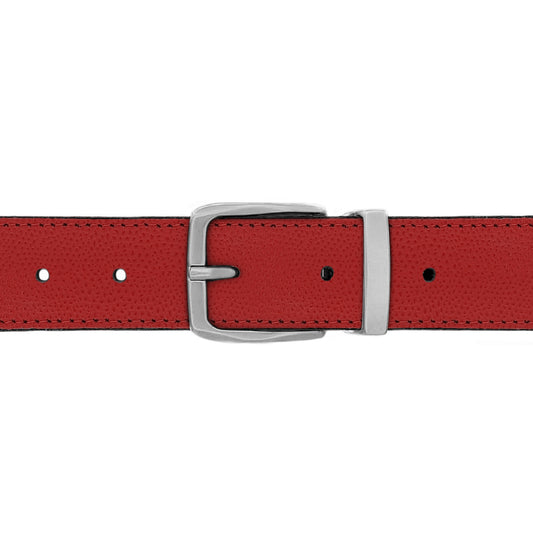 Ceinture 30 mm cuir grainé rouge boucle Côme mate