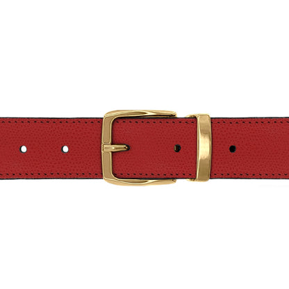 Ceinture 30 mm cuir grainé rouge boucle Côme or