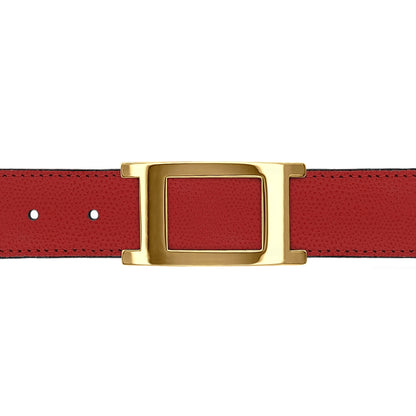 Ceinture 30 mm cuir grainé rouge boucle Portofino or